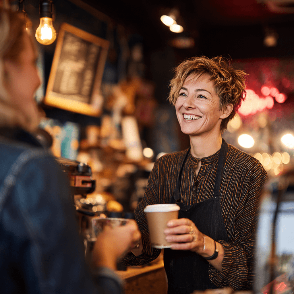 Cafe owner with fresh pastries